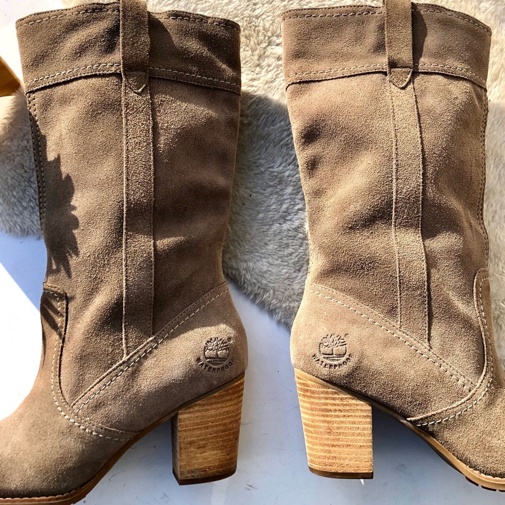 *🎉HP 🎉 Timberland | Earthkeepers Rudston taupe Suede Heeled Boots Size 8 - Picture 11 of 16